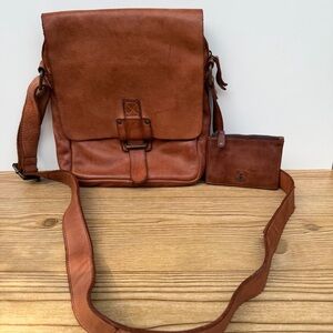 Harbour 2nd Marlies Flap Crossbody Cognac Brown Leather & Matching Wallet